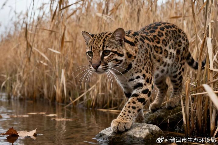 古代農村糧倉、廚餘豐富,豹貓自然靠近人類聚落,形成長達3500年的「共棲關係」,但並未真正被馴化。圖/取自普洱市生態環境局微博