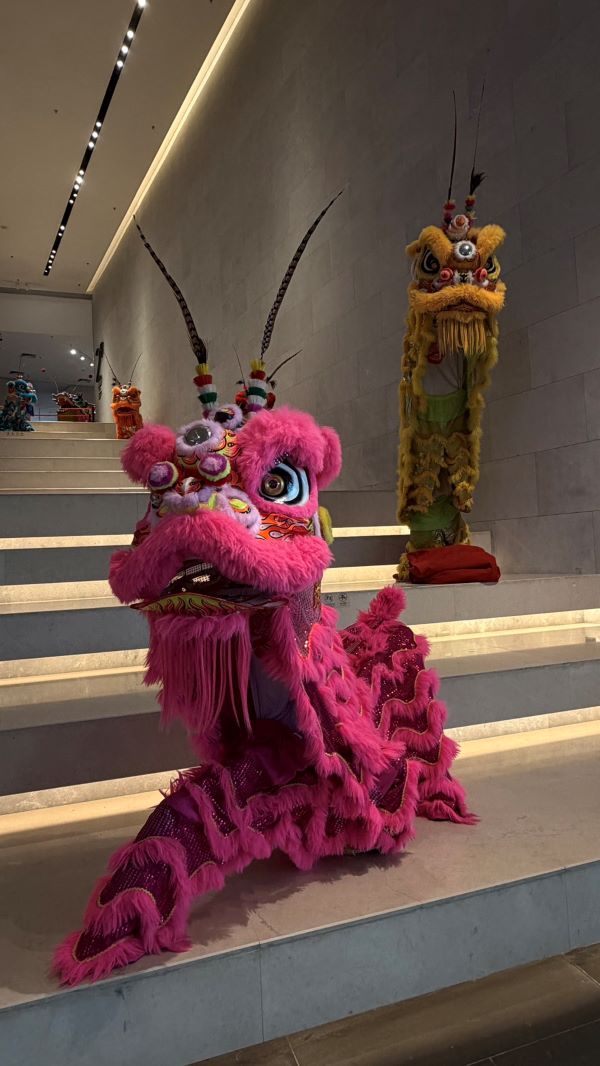 廣東省非物質文化遺產館中,最具「嶺南氣息」的舞獅展區。圖/記者陳素貞攝