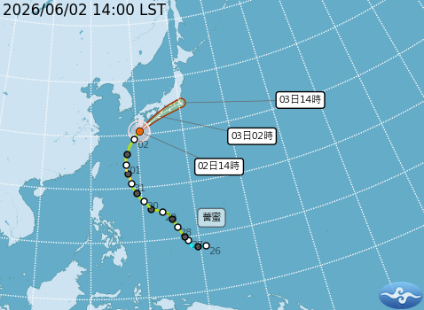 薔蜜颱風預測路徑。圖/取自中央氣象署
