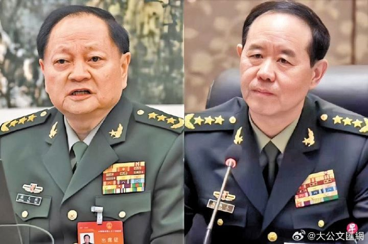 張又俠（左）、劉振立（右）今年1月落馬後，遭查至今約7個月，如今再被大陸全國人大常委會正式撤除國家軍委職務。圖/取自大公文匯網微博