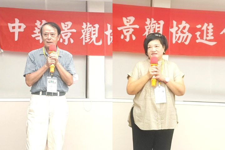 中華景觀協進會創辦人蔡秀瓊（左）、理事長藍麗珠（右）懷抱著做公益的心情，為產業貢獻己力。圖/中華景觀協進會提供