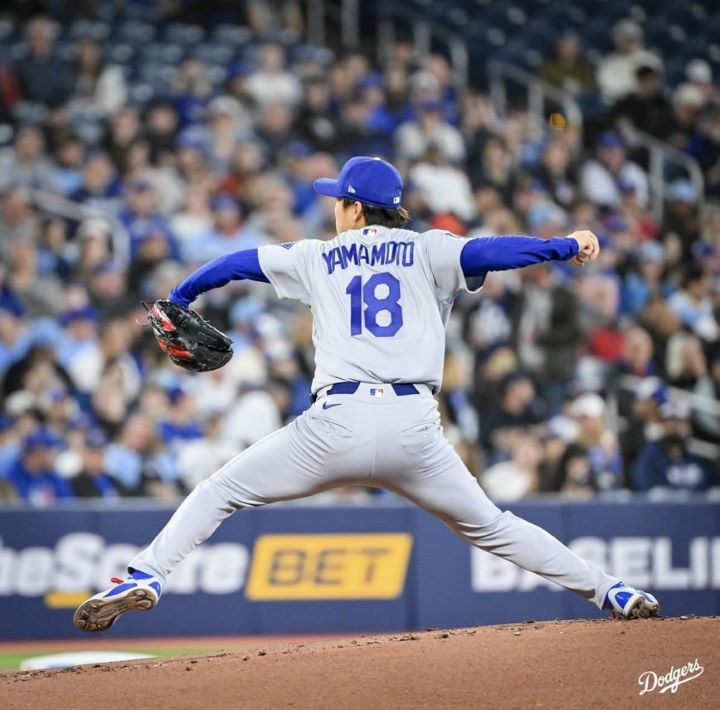 山本主投6局僅失1分,有效壓制藍鳥打線。圖/取自道奇IG