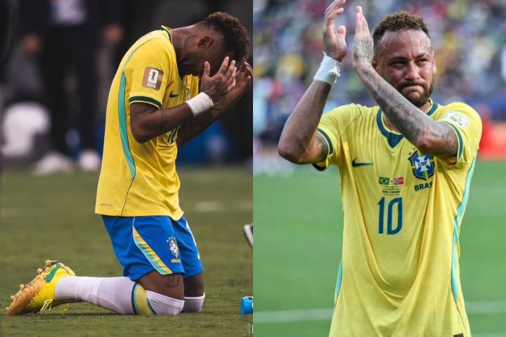巴西足球明星內馬爾在世界盃場上,因出戰失利激動落淚。圖/取自Neymar Jr.IZG
