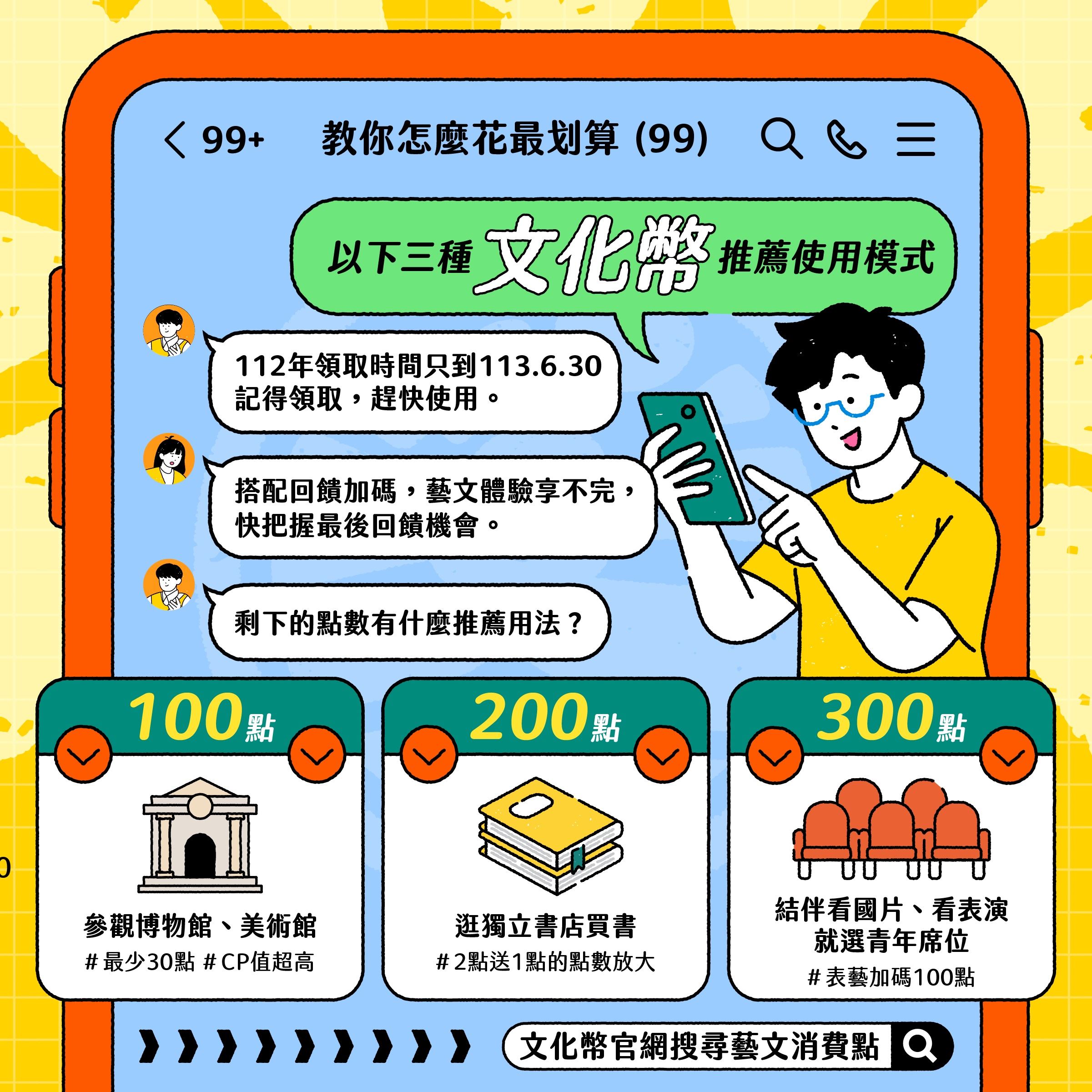 文化部提供了幾個使用文化幣管道，讓持有者能及時清空文化幣。圖/取自文化部網站