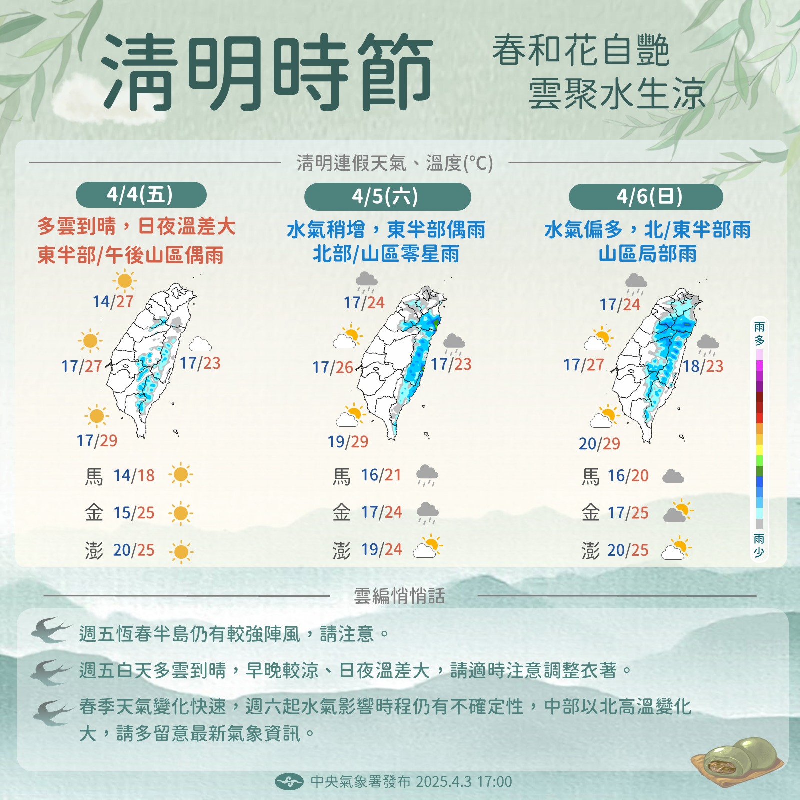 近期天氣趨勢。圖/取自中央氣象署