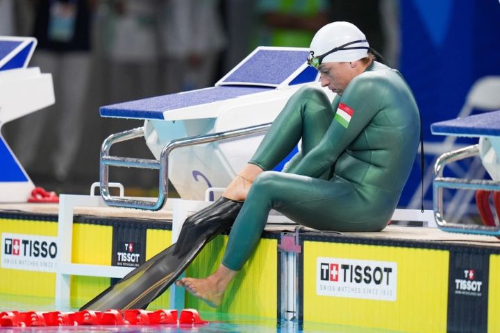 8月11日，匈牙利選手特勒奇克在比賽前準備。圖/取自新華社