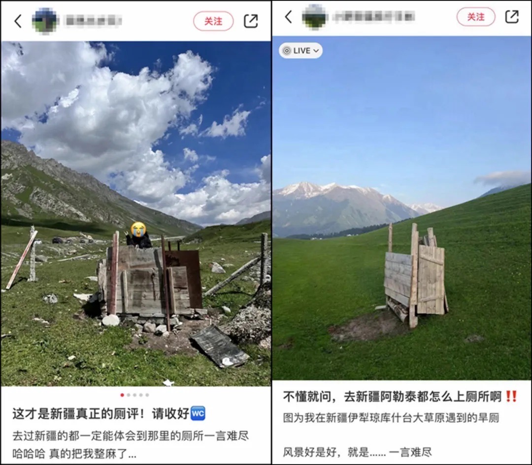 有網友發文稱「風景好是好，但廁所一言難盡」。圖/取自微博@青年觀察家