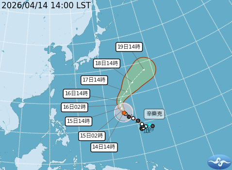 強烈颱風辛樂克預測路徑。圖/取自中央氣象署
