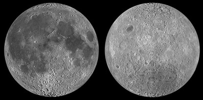 人類在地球上永遠只能看到的月球正面（左）和看不全的背面（右）。圖/取自於NASA官網