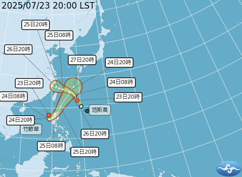 台灣附近海面雙颱共舞。圖/取自中央氣象署