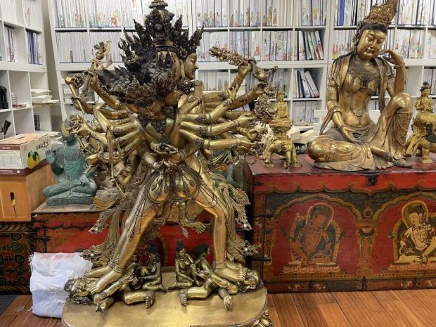 杭州西溪的蔡志忠工作室，擺放了不少佛像。圖／取自澎湃新聞