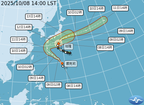 目前西北太平洋海面仍有雙颱共舞。圖/取自中央氣象署
