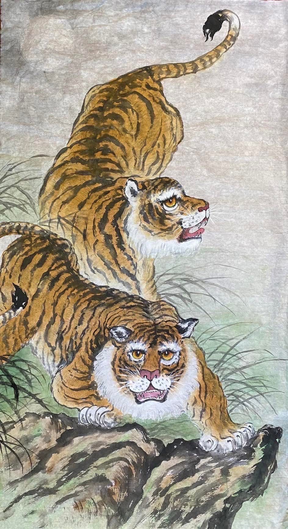 圖為蔡俊章博士畫虎作品。圖／蔡俊章提供