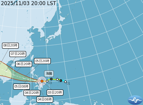 中度颱風海鷗預測路線。圖/取自中央氣象署