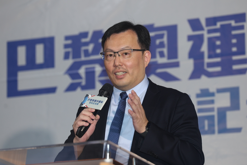 2024巴黎奧運中繼站發布記者會18日下午在體育署舉行，署長鄭世忠出席並致詞。圖/中央社