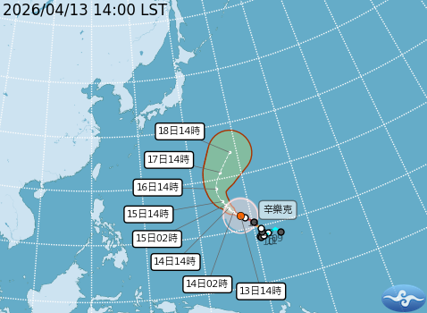 強烈颱風辛樂克預測路徑。圖/取自中央氣象署