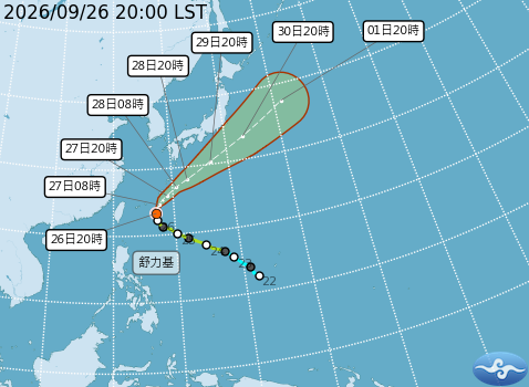 舒立基颱風預測路徑。圖/取自中央氣象署