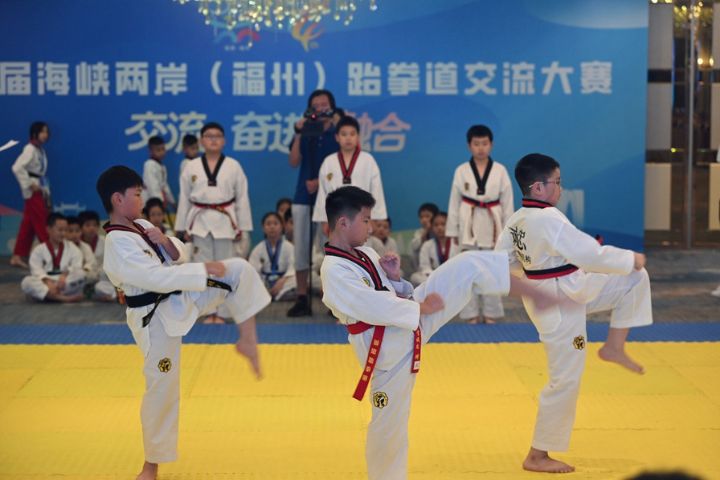 比賽現場,兩岸青少年身著道服,以整齊劃一的品勢動作展現扎實基本功,並將武道精神與禮儀文化充分體現。圖/青年薈組委會提供