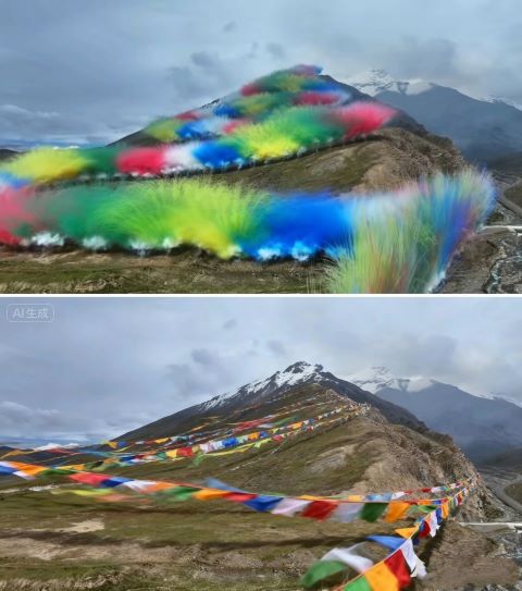 藝術家蔡國強與戶外品牌「始祖鳥」在喜馬拉雅山脈燃放煙花，引發廣泛爭議。圖/取自微博