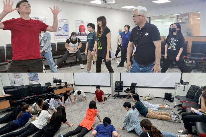 台灣順豐推動健康促進計畫，總經理潘逸俊（上右1）與同仁一起健身，展現企業對健康文化的重視。圖/台灣順豐提供