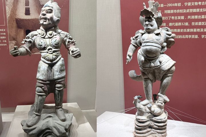 石雕力士展現佛教藝術與西夏石雕工藝的成熟發展,反映宗教文化對西夏社會的深遠影響。圖/記者陳素貞攝