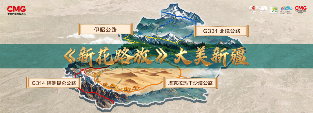 節目最大特色是將新疆四條最具特色公路納入，包括G314喀喇崑崙公路、伊昭公路、塔克拉瑪干沙漠公路，以及G331北境公路。圖／取自央視
