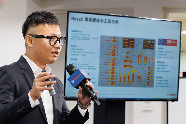 3.台灣博世電動工具品牌經理 柯昌廷 表示，專業 VDE 絕緣手工具系列，符合國際標準並獲國際 VDE 認證，可提供最高 1,000V的安全防護。圖／BOSCH 提供