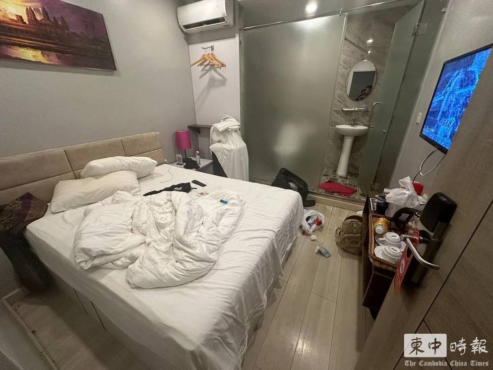 林嫌帶著屍體躲藏的旅館房間。圖/柬中時報授權使用