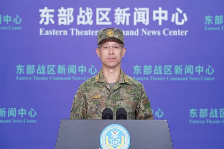 共軍東部戰區新聞發言人施毅2日晚宣布，圓滿完成對台聯合演訓各項任務。圖/取自央視