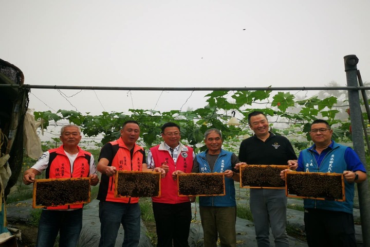 魚池鄉公所、魚池鄉農會周一（3日）在鄉農會頭社分部放置蜂箱，並進行施放。圖/取自魚池鄉長劉啟帆《臉書》
