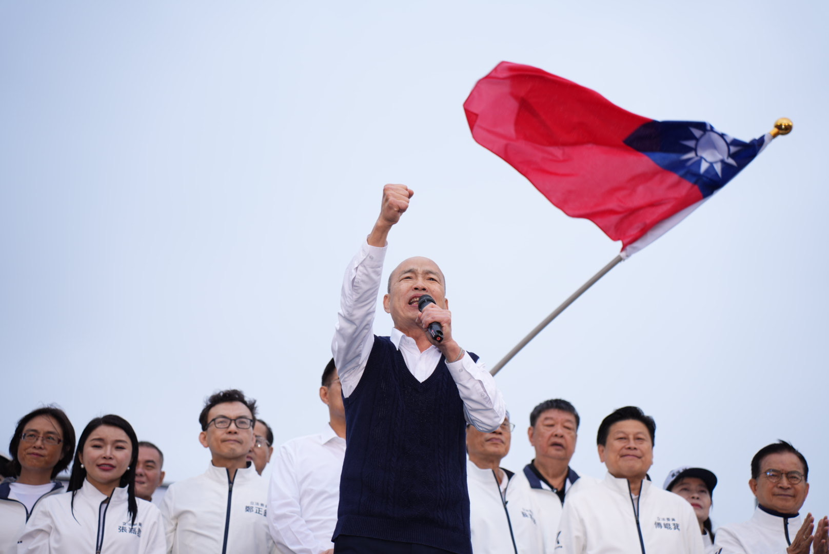 法院長韓國瑜26日出席凱道「反綠共戰獨裁」時，請賴清德等人立刻停止大罷免，如果大罷免真的開始，請大家踴躍投票。圖/記者陳思豪攝