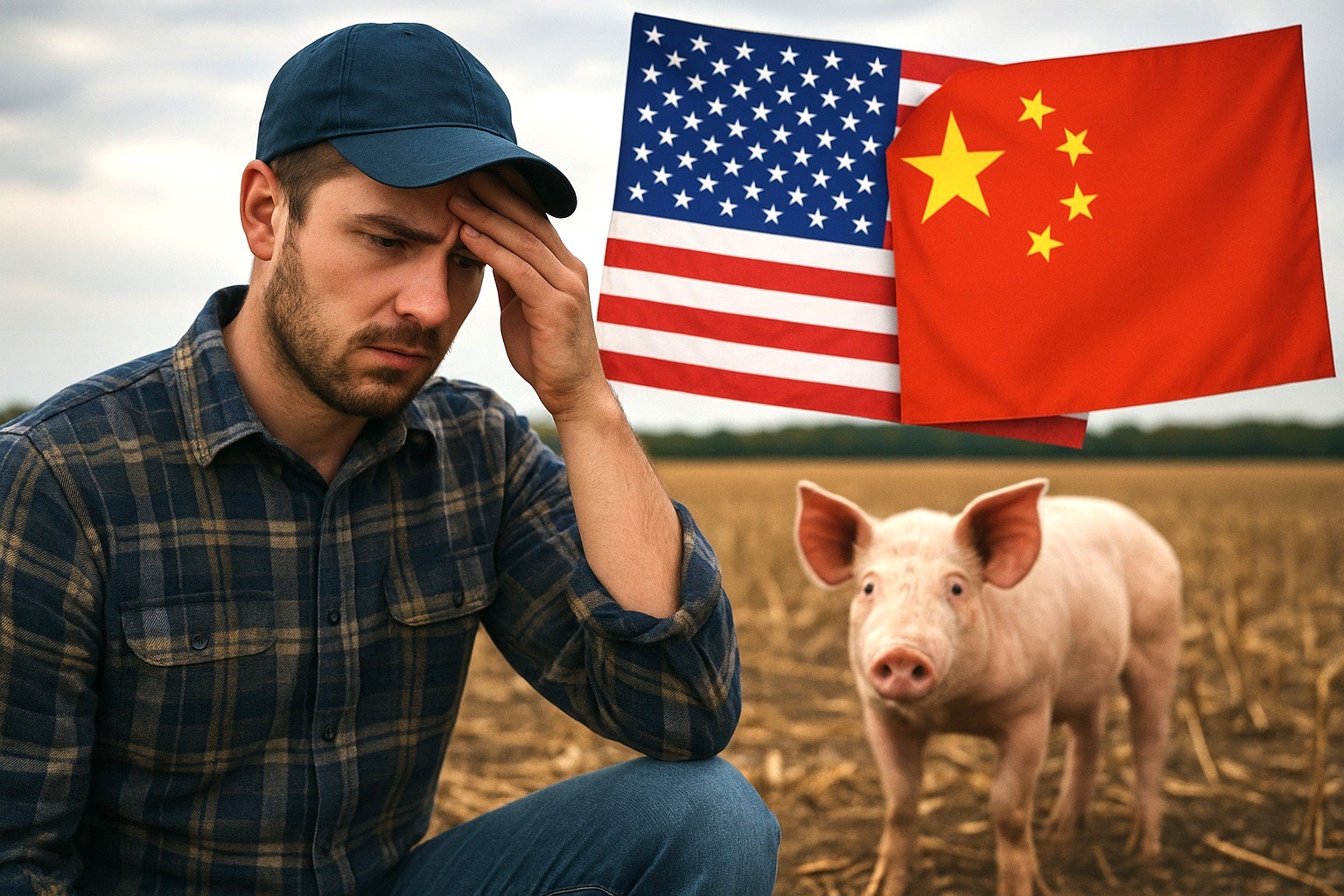 中國取消美國豬肉與大豆訂單的行動，反映出中美貿易摩擦未見緩和。圖/AI繪圖