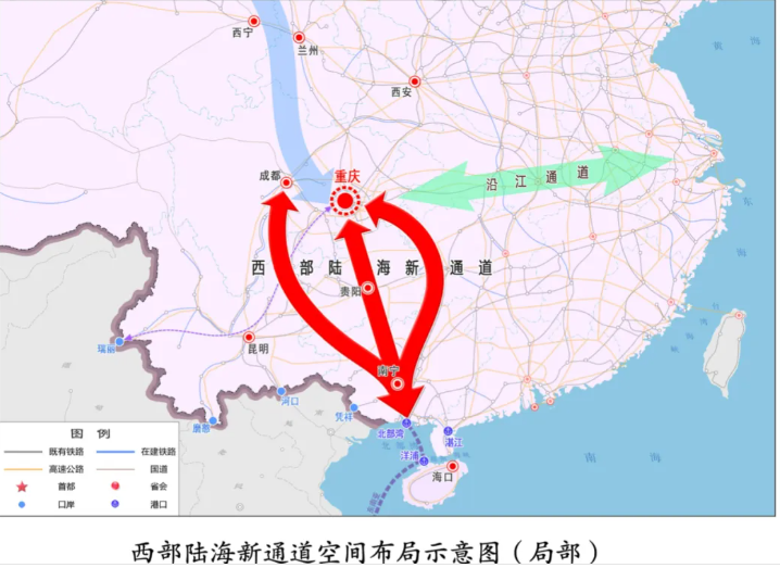 西部陸海新通道規畫圖。圖/取自廣西日報