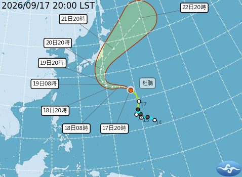 杜鵑颱風預測路徑。圖/取自中央氣象署