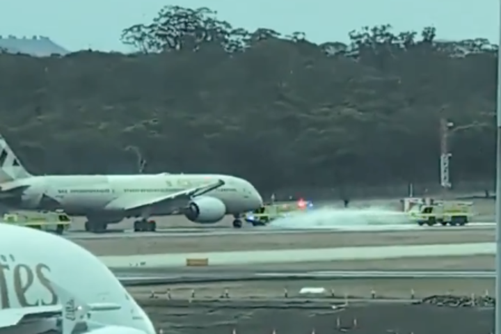 阿提哈德航空波音客機在墨爾本機場起飛時緊急煞停。圖/取自澳洲SBS新聞《YouTube》官方頻道