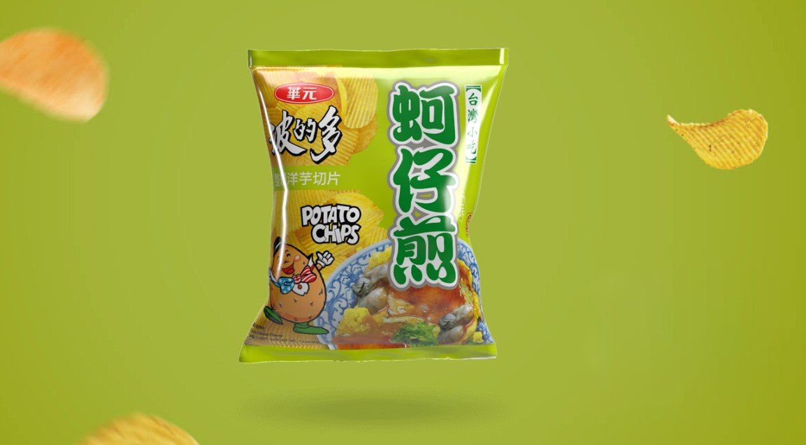 華元食品推出的「蚵仔煎」洋芋片是台灣經典的零食。圖/取自華元食品官網