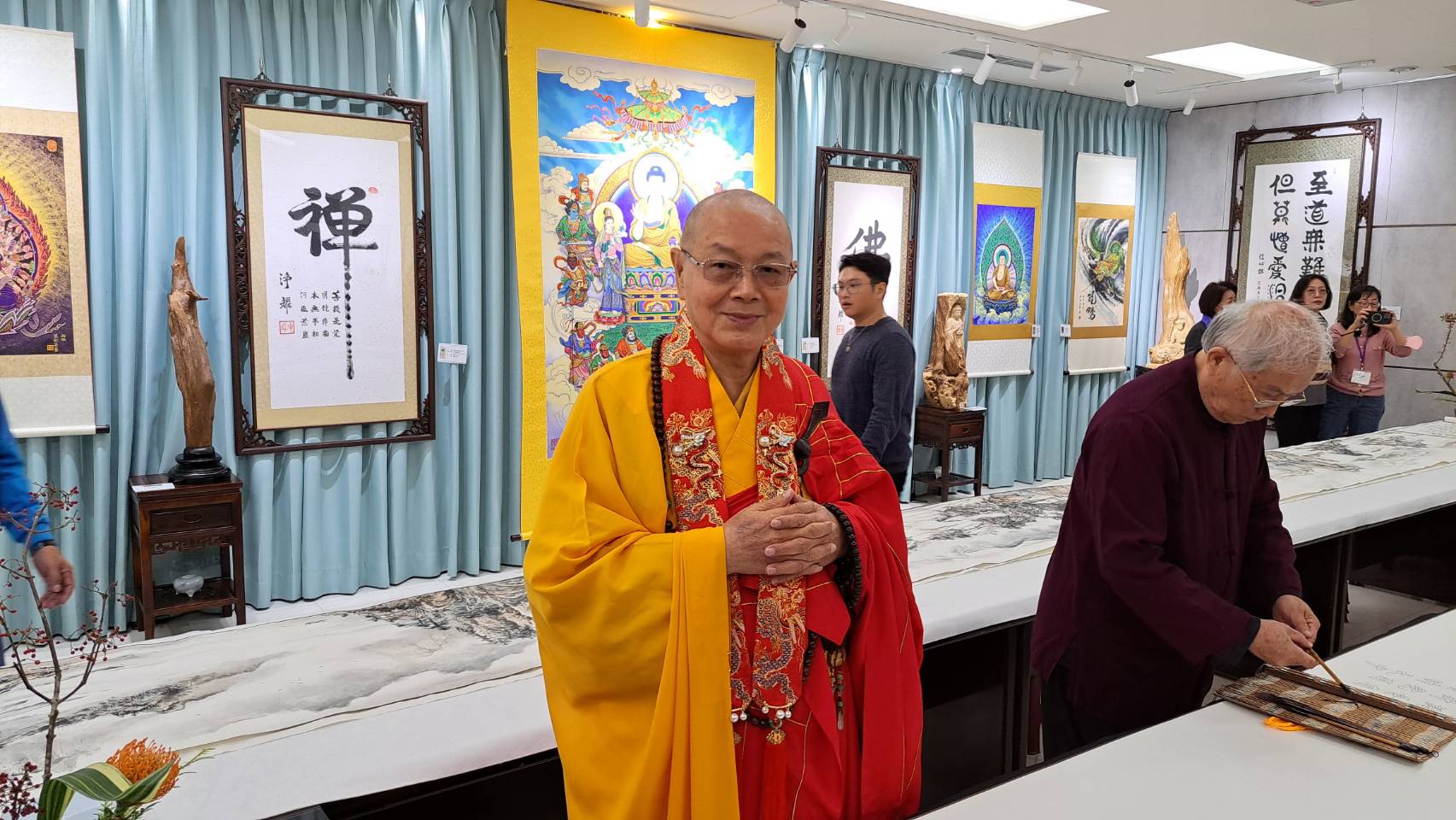 淨耀法師七十大壽書畫聯展19日在新北土城慈法禪寺舉行。圖/記者宋秉忠攝
