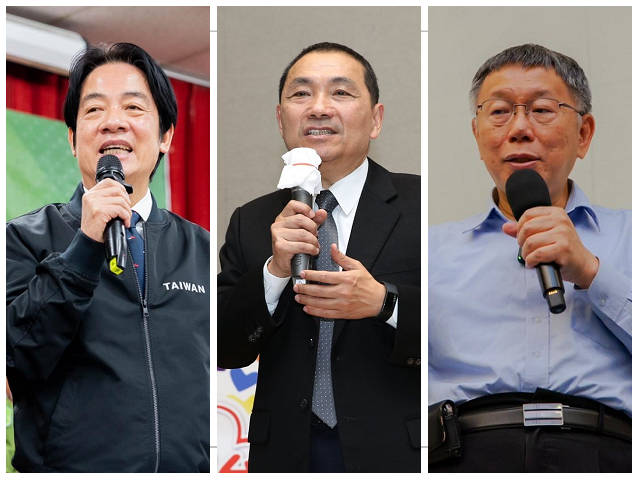 小笠原欣幸認為，賴清德目前領先，但侯友宜緊追在後，柯文哲已有下滑趨勢。圖/取自三位候選人臉書