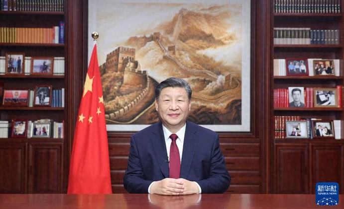 大陸國家主席習近平發表2024新年賀詞提到兩岸的關鍵字是，「統一是歷史的必然」。圖／取自新華社