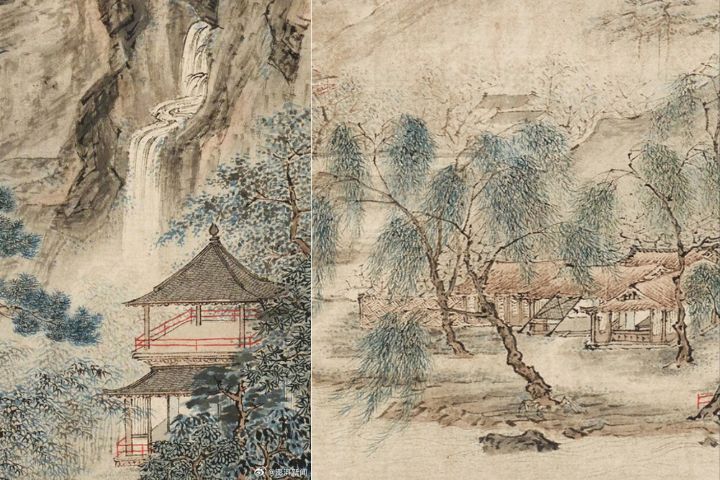 明代畫家仇英名作《江南春》圖卷，局部細節。圖/取自澎湃新聞