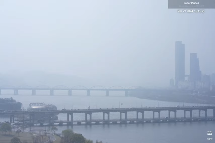 蒙古高原沙塵暴侵襲　韓國多地PM2.5嚴重爆表