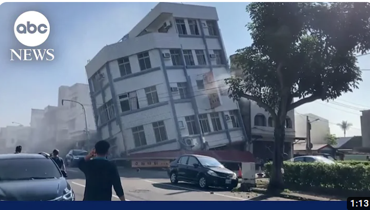 美國ABC對台灣地震的報導。圖/翻攝自ABC YT頻道