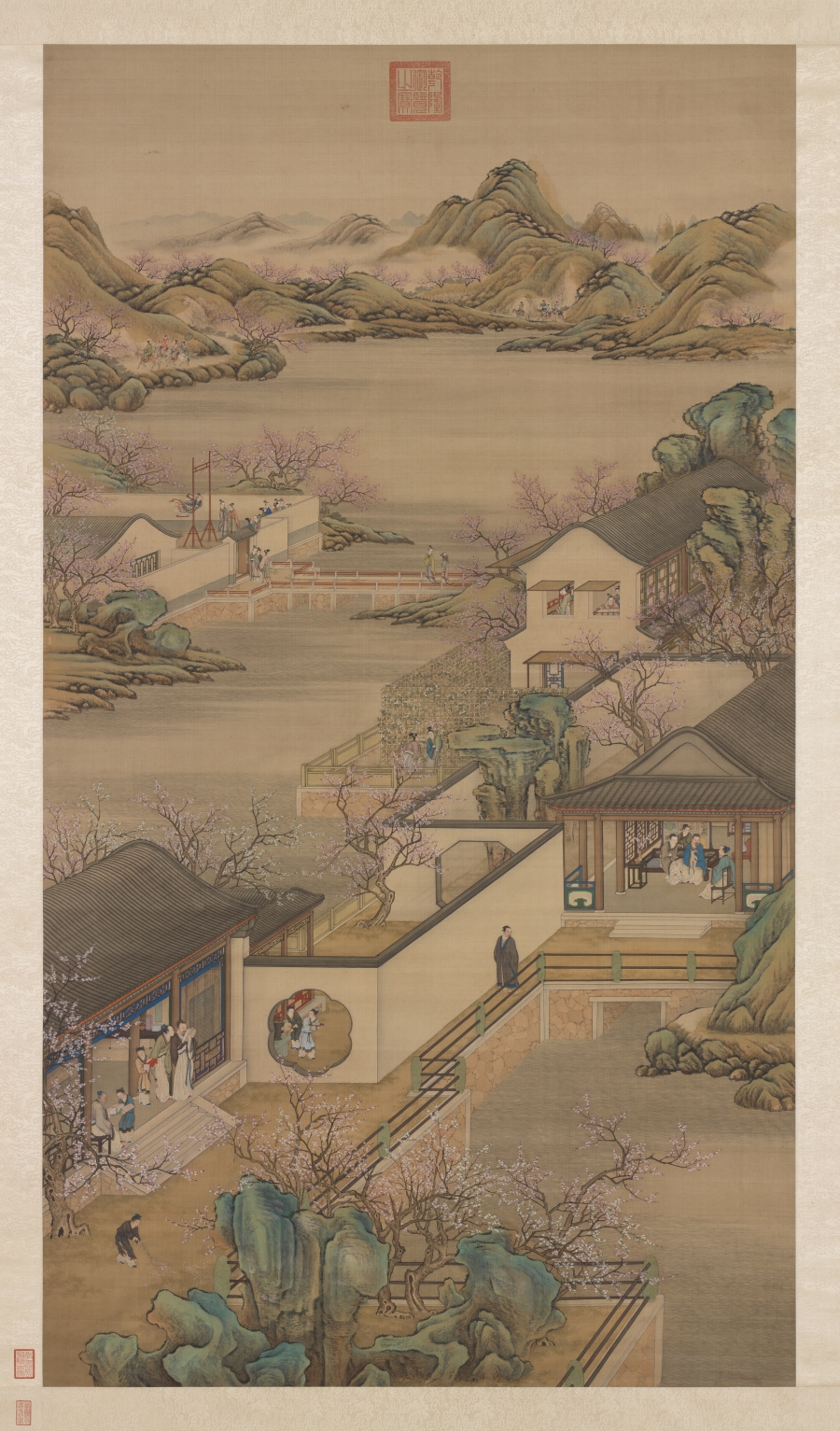 清畫院畫12月月令圖 2月軸。圖/故宮提供
