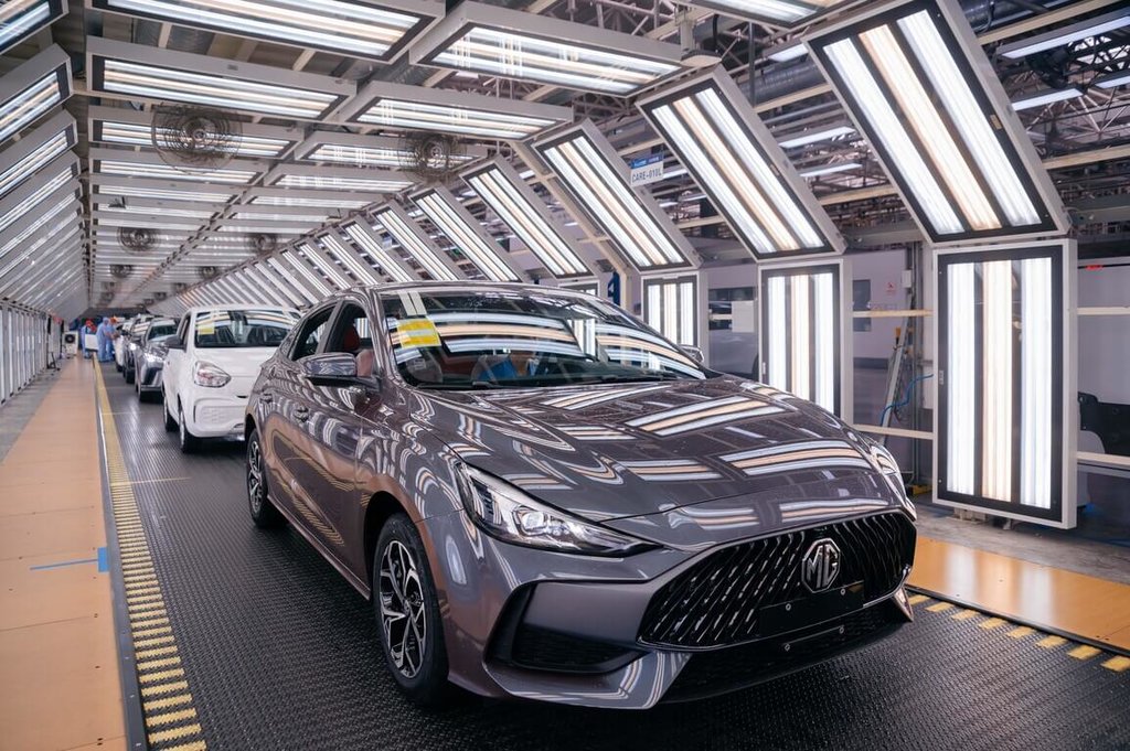 圖為上汽在寧德廠製造的MG轎車。圖/中央社 