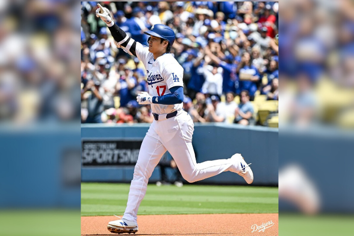 大谷在開季前35場比賽已擊出25支長打，是道奇自1901年以來隊史上最多的一位球員，且各項數據已稱霸聯盟。圖/取自道奇IG