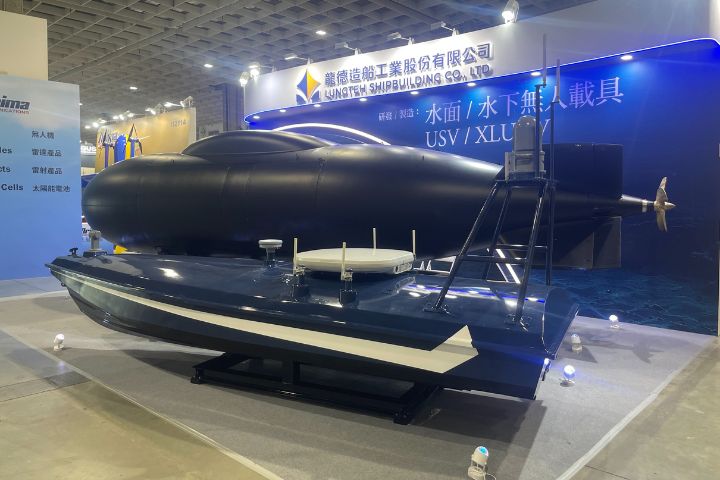今年台北航展展示的水下無人載具。圖/記者楊俊斌攝