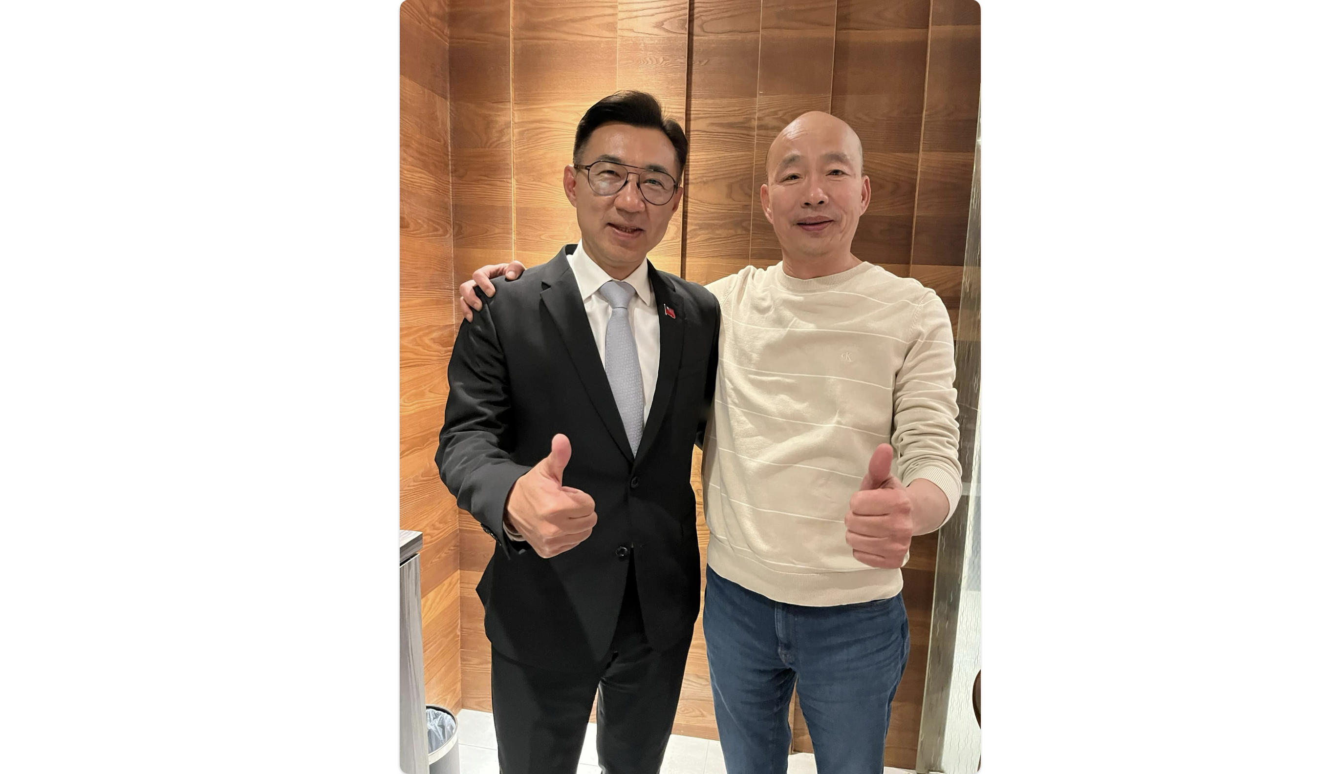 國民黨立委當選人韓國瑜（右）宣布，與立委江啟臣搭檔參選立法院正副院長。圖/取自韓國瑜臉書