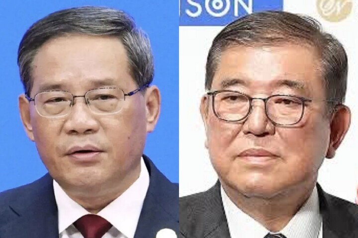 日本媒體爆料，大陸國務院總理李強（左）日前親筆致函日本首相石破茂，呼籲中日聯手應對川普關稅。圖/合成自門田隆将《推特》