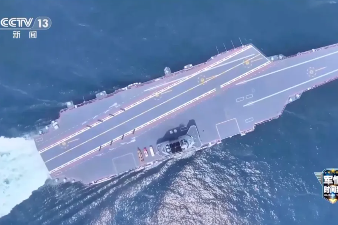 央視展示大陸第三艘航艦福建艦海試影片 預告三航艦時代到來