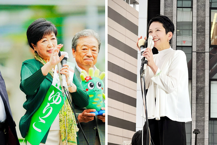 參選下屆東京都知事的小池百合子（左）與蓮舫（右）先後收到恐嚇傳真。圖/取自二人《推特》